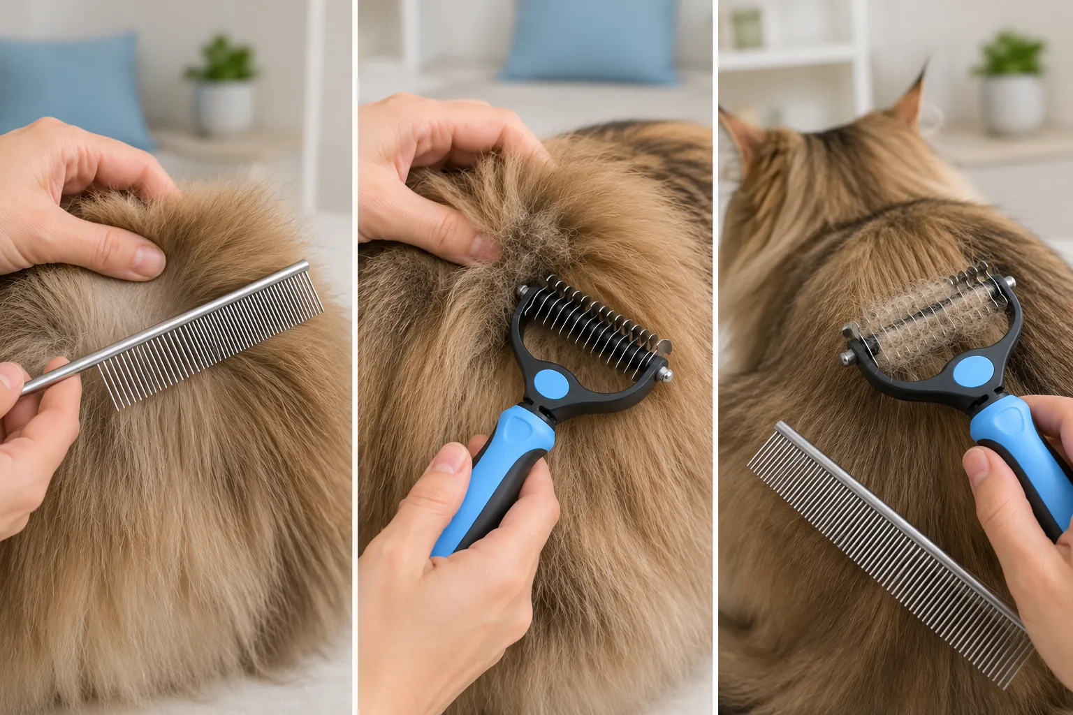 Docrok 9-tooth dematting side, 17-tooth deshedding side, and metal comb