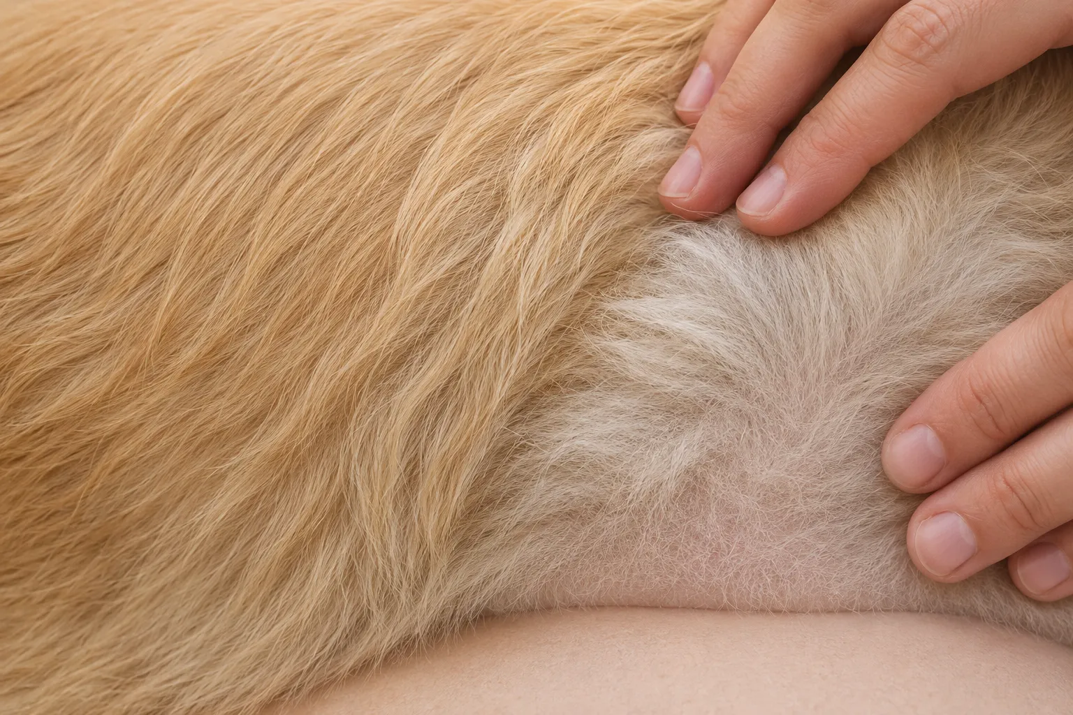 Outer guard hairs and soft undercoat in a double-coated dog