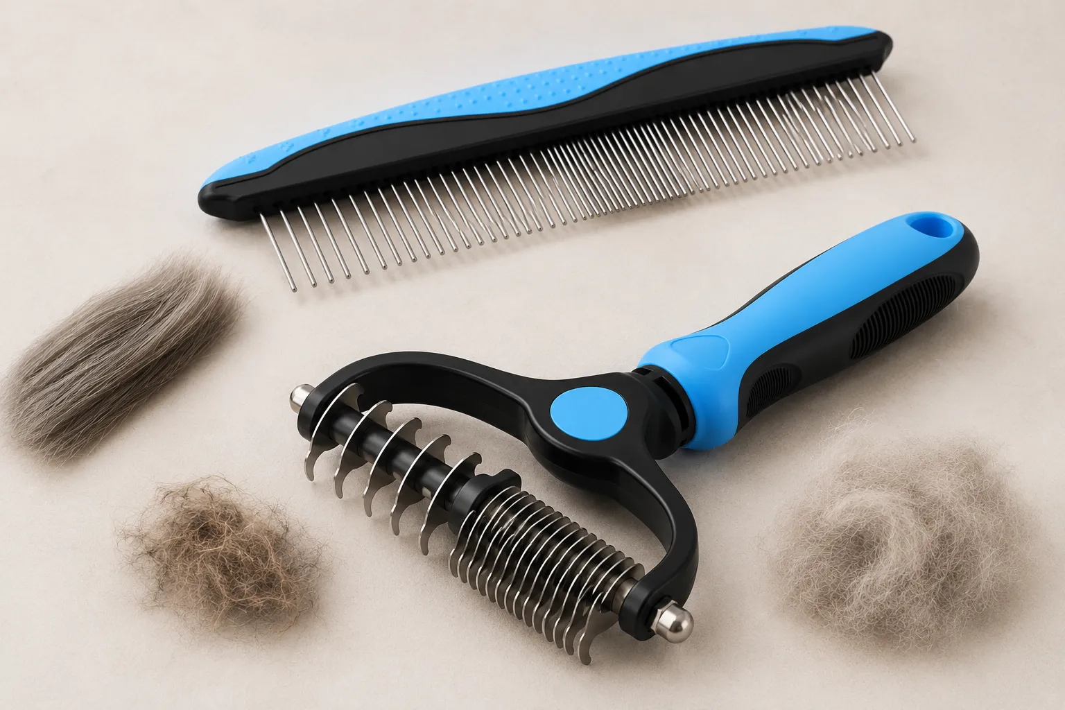Docrok metal comb, 9-tooth dematting side, and 17-tooth deshedding side for cat grooming