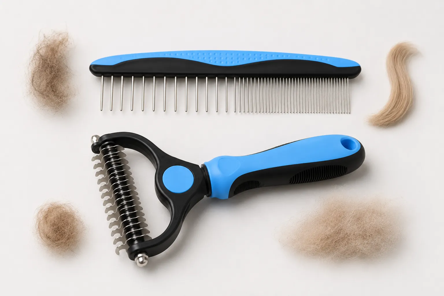 Using the Docrok metal grooming comb before and after the undercoat rake